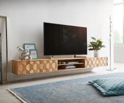 LowboardFevo 240 cm Akazie Natur 4 Türen schwebend Sofort versandfertig