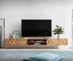 LowboardFevo 240 cm Akazie Natur 4 Türen schwebend Sofort versandfertig