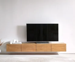 LowboardKayu 220 cm Akazie Natur 4 Türen schwebend Sofort versandfertig