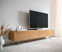 LowboardKayu 220 cm Akazie Natur 4 Türen V-Fuß Sofort versandfertig