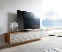 LowboardKleo 200 cm Akazie Natur 4 Türen schwebend Sofort versandfertig