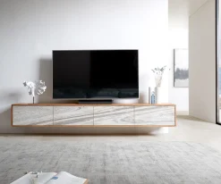 LowboardKleo 220 cm Akazie Natur 4 Türen schwebend Sofort versandfertig