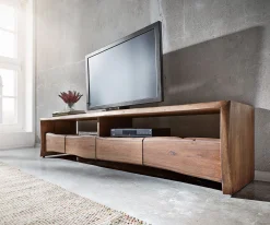 LowboardLive-Edge 230 cm Akazie massiv Braun 4 Schübe Sofort versandfertig