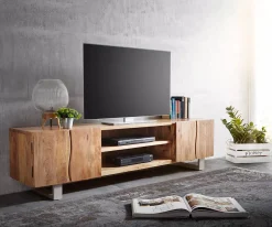 LowboardLive-Edge 200 cm Akazie Natur 4 Türen 2 Fächer Sofort versandfertig