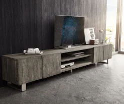 LowboardLive-Edge 300 cm Akazie Platin 4 Türen 2 Fächer Sofort versandfertig