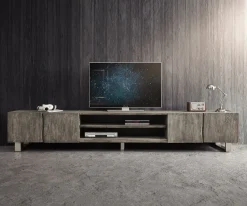 LowboardLive-Edge 300 cm Akazie Platin 4 Türen 2 Fächer Sofort versandfertig