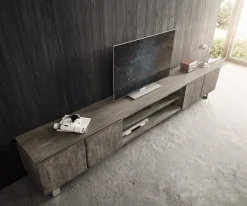 LowboardLive-Edge 300 cm Akazie Platin 4 Türen 2 Fächer Sofort versandfertig