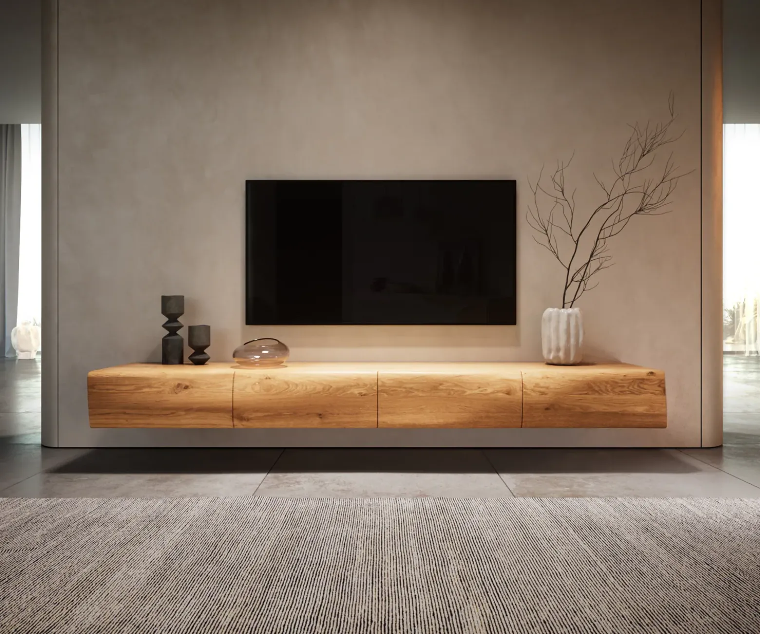 LowboardNew Live-Edge Live-Edge 200 cm Eiche Natur 4 Türen schwebend Versandfertig ca. 13.11.26