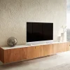 LowboardSecara 220 cm Akazie Natur 4 Türen Marmor schwebend Versandfertig ca. 07.11.26