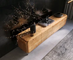 LowboardShavani 200 cm Akazie Natur 4 Türen Fuß Oval Edelstahl Sofort versandfertig