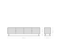 LowboardShavani 200 cm Akazie Natur 4 Türen Fuß Oval Edelstahl Sofort versandfertig