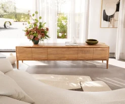 LowboardSimcha 220 cm Akazie Natur 4 Türen 2 Schubladen Sofort versandfertig