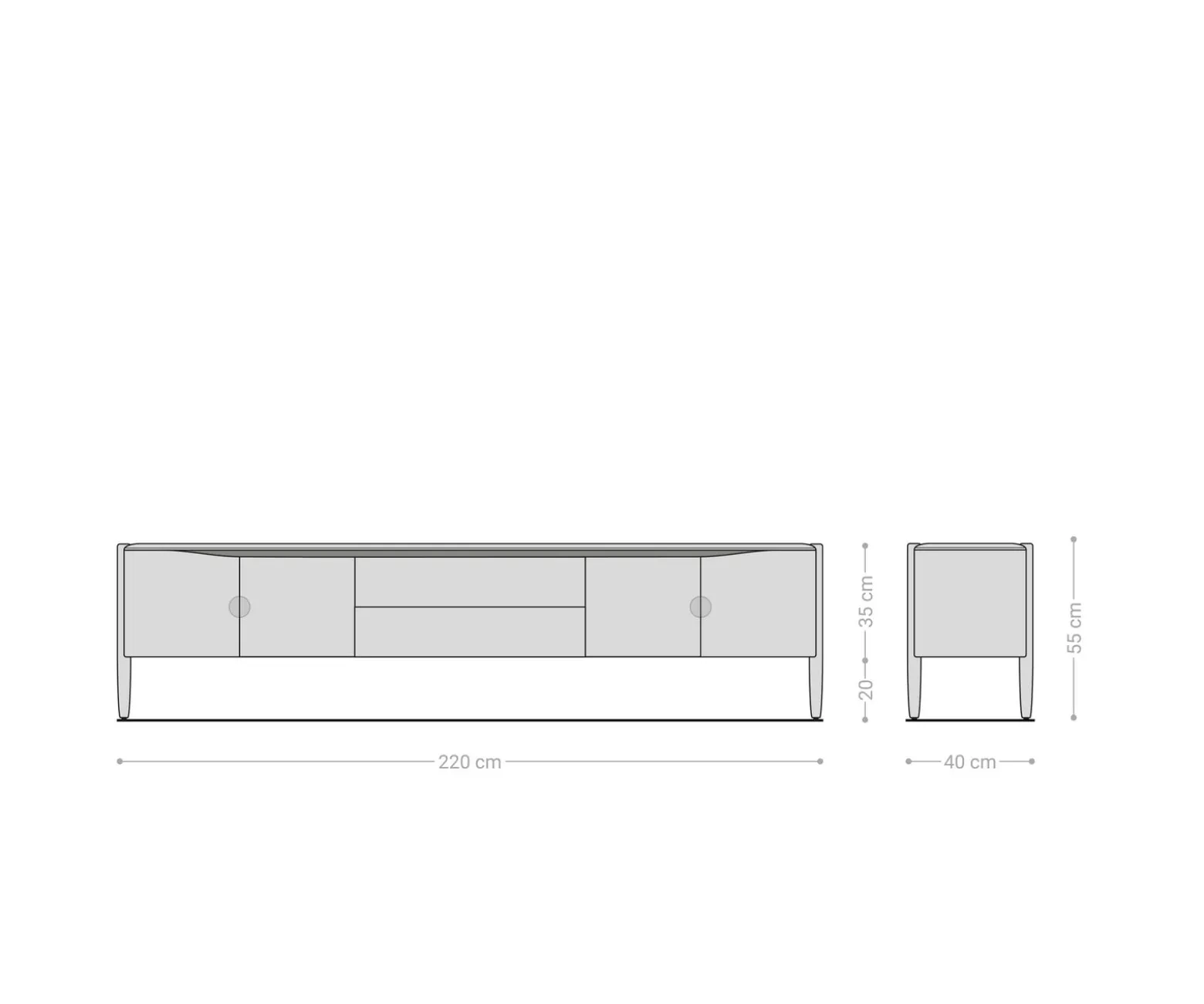 LowboardSimcha 220 cm Akazie Natur 4 Türen 2 Schubladen Sofort versandfertig