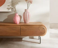 LowboardSohara 175 cm Akazie Natur 4 Türen L-Fuß schwarz Sofort versandfertig
