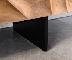 LowboardSolu 175 cm Akazie Natur 2 Türen 2 Schübe Fuß schwebend Metall Schwarz 3D-Front Sofort versandfertig