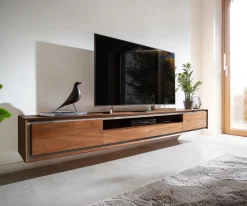 LowboardStonegrace 240 cm Akazie Braun 2 Türen 2 Schubladen 1 Fach Steinfurnier Schwebend Sofort versandfertig