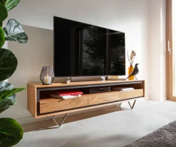 LowboardStonegrace 175 cm Akazie Natur 1 Fach 3 SchubladenSteinfurnier V-Fuß Sofort versandfertig