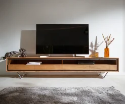 LowboardStonegrace 240 cm Akazie Natur 2 Fächer 4 Schubladen Steinfurnier V-Fuß Sofort versandfertig