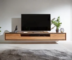 LowboardStonegrace 240 cm Akazie Natur 2 Türen 1 Fach 2 Schubladen Steinfurnier schwebend Sofort versandfertig
