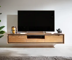 LowboardStonegrace 175 cm Akazie Natur 2 Türen 1 Fach 1 Schublade Steinfurnier schwebend Sofort versandfertig