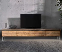 LowboardStonegrace 240 cm Akazie Natur 4 Türen Fuß Oval Edelstahl Sofort versandfertig