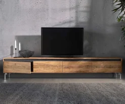 LowboardStonegrace 240 cm Akazie Natur 4 Türen Fuß Oval Edelstahl Sofort versandfertig