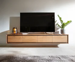 LowboardStonegrace 200 cm Akazie Natur 4 Türen Steinfurnier schwebend Sofort versandfertig