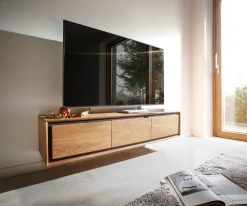 LowboardStonegrace 145 cm Akazie Natur 3 Türen Steinfurnier schwebend Sofort versandfertig