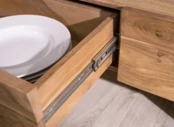 LowboardWyatt 220 cm Akazie Natur 4 Schübe V-Fuß Edelstahl Sofort versandfertig