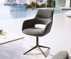 OutdoorstuhlYago-Flex mit Armlehnen Strukturstoff Graphit Fußkreuz Effektfinish Titan 360° drehbar Wippfunktion Versandfertig ca. 30.10.26