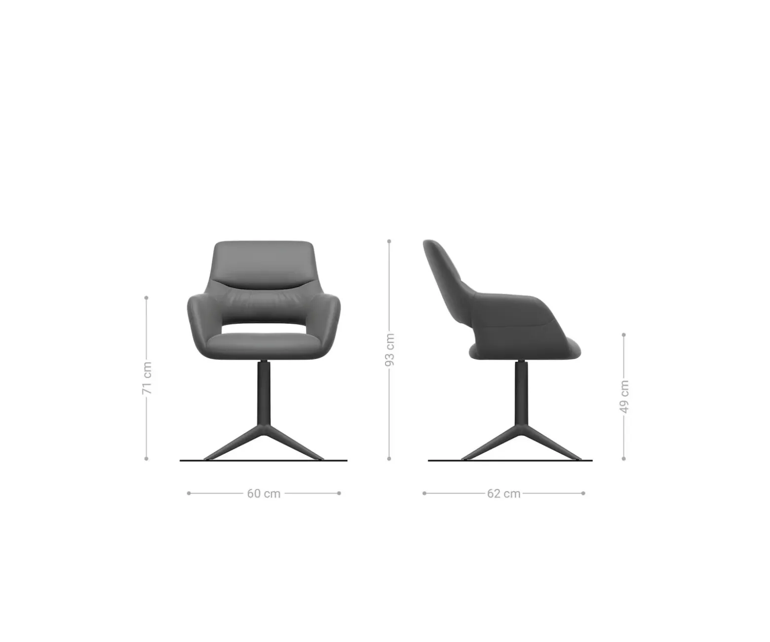 OutdoorstuhlYago-Flex mit Armlehnen Strukturstoff Graphit Fußkreuz Effektfinish Titan 360° drehbar Wippfunktion Versandfertig ca. 30.10.26