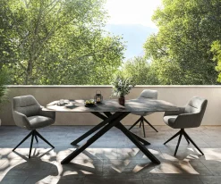 OutdoortischEdge Boot 200x100 cm Keramik Laminam® Noir Desir Braun Kreuzgestell Rechteck Schwarz Sofort versandfertig