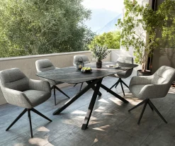 OutdoortischEdge Boot 200x100 cm Keramik Laminam® Noir Desir Braun Kreuzgestell Rechteck Schwarz Sofort versandfertig