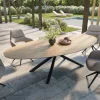 OutdoortischEdge Oval 280x130 cm Keramik Laminam® Sabbia Eichefarbig Kreuzgestell Rechteck Schwarz Sofort versandfertig