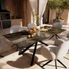 OutdoortischEdge 200x100 cm Keramik Emperador Extra Lucidato Dunkelbraun Kreuzgestell Rechteck Schwarz Sofort versandfertig