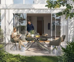 OutdoortischEdge 200x100 cm Keramik Laminam® Nero Greco Anthrazit Kreuzgestell Rechteck Edelstahl Versandfertig ca. 17.08.26