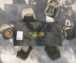 OutdoortischEdge 200x100 cm Keramik Laminam® Nero Greco Anthrazit Kreuzgestell Rechteck Edelstahl Versandfertig ca. 17.08.26