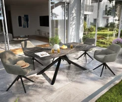 OutdoortischEdge 200x100 cm Keramik Laminam® Noir Desir Braun Kreuzgestell Rechteck Schwarz Sofort versandfertig