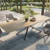 OutdoortischEdge 300x100 cm Keramik Laminam® Sabbia Eichefarbig Kreuzgestell Rechteck Edelstahl Versandfertig ca. 17.08.26