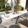 OutdoortischEdge 300x100 cm Keramik Laminam® Statuarietto Weiß Kreuzgestell Rechteck Edelstahl Versandfertig ca. 17.08.26