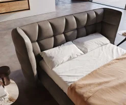 PolsterbettgestellCapujo 140x200 cm Mikrofaser Taupe Vintage Sofort versandfertig