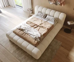 PolsterbettgestellCutio 140x200 cm Bouclé Creme-Weiß Sofort versandfertig