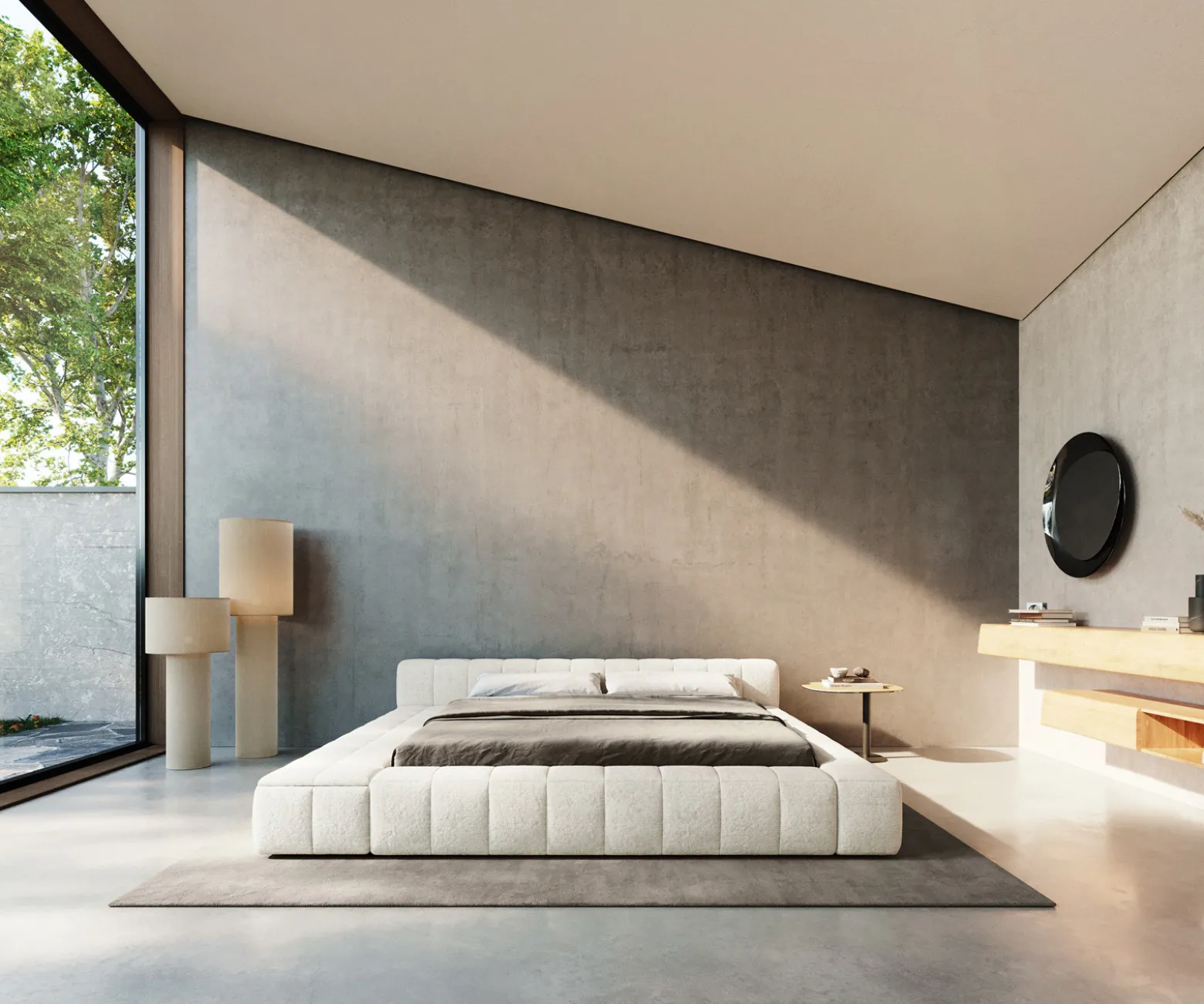 PolsterbettgestellEspazio 180x200 cm Bouclé Soft Beige mit Stauraum Sofort versandfertig