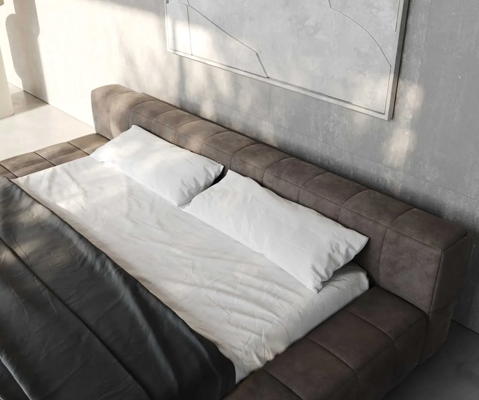 PolsterbettgestellEspazio 180x200 cm Mikrofaser Taupe Vintage mit Stauraum Sofort versandfertig