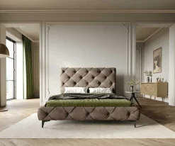 PolsterbettgestellNayara 140x200 cm Mikrofaser Taupe Vintage Sofort versandfertig
