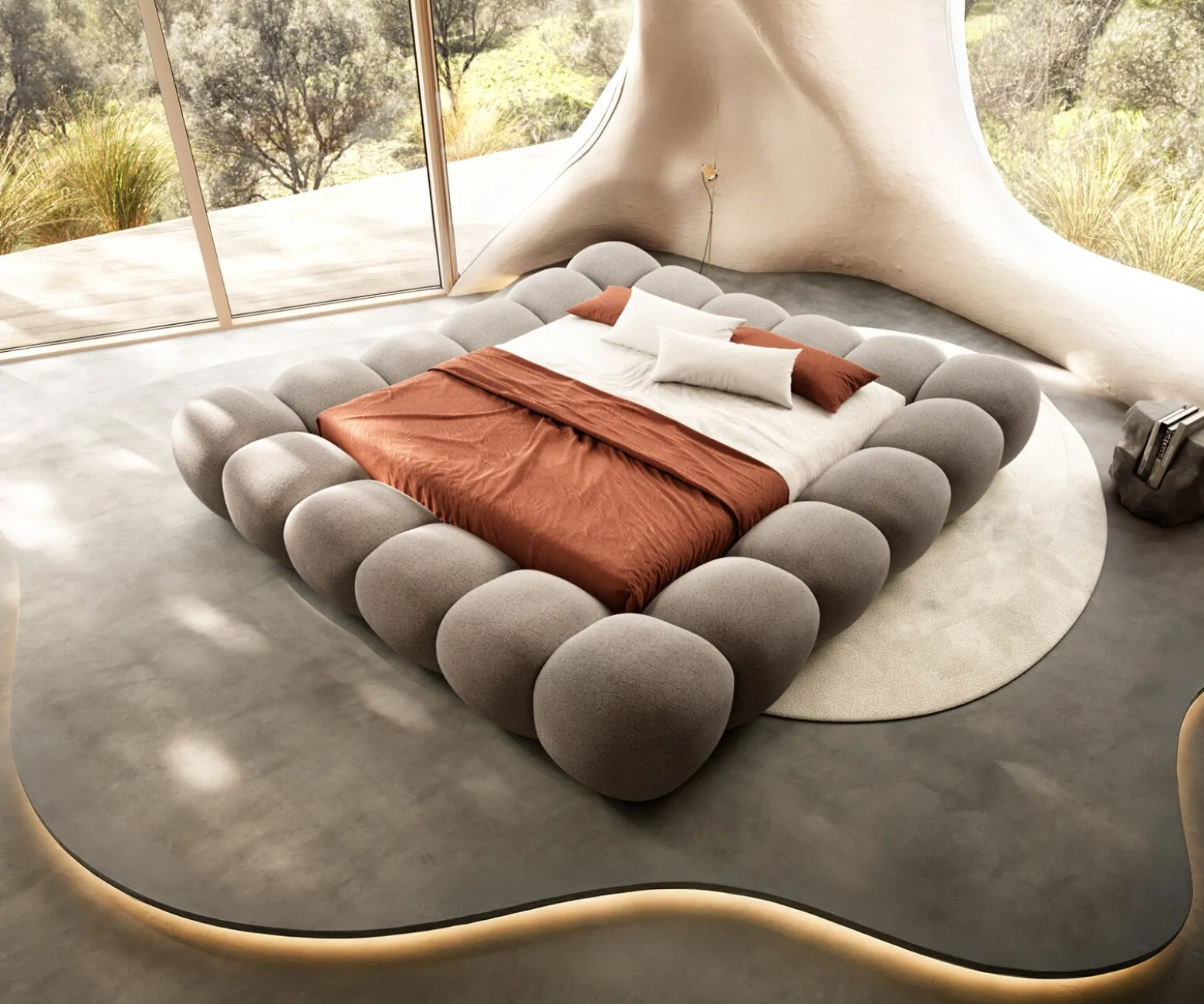 PolsterbettgestellPerlla 180x200 cm Strukturstoff Soft Taupe Sofort versandfertig