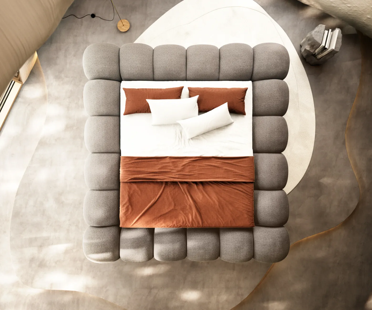PolsterbettgestellPerlla 180x200 cm Strukturstoff Soft Taupe Sofort versandfertig