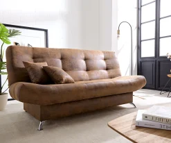 SchlafsofaViola 190x90 cm Braun Antik Optik Bettkasten Sofort versandfertig