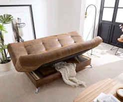 SchlafsofaViola 190x90 cm Braun Antik Optik Bettkasten Sofort versandfertig