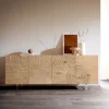 SideboardAshara 200 cm Eiche Natur 3D Effekt 4 Türen Fuß Schwebeoptik Acrylglas Sofort versandfertig